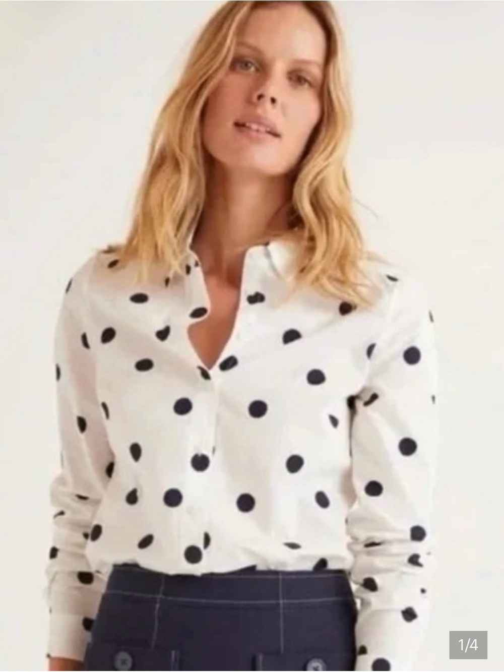 Boden White the Classic Shirt with Polka Dots